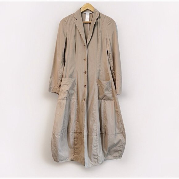 Vintage Elemente Clemente Beige Duster Frock Coat Sz Small Pockets Minimalist - Picture 1 of 8